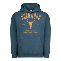 Pigment Midnight Navy deadwood south dakota usa vintage distressed style design long sleeve Urban Hoodie - StudioElite