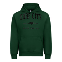 Forest Green Surf City North Carolina Nc Vintage Sports Design Black Prin Urban Hoodie - StudioElite