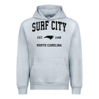 Heather Grey Surf City North Carolina Nc Vintage Sports Design Black Prin Urban Hoodie - StudioElite