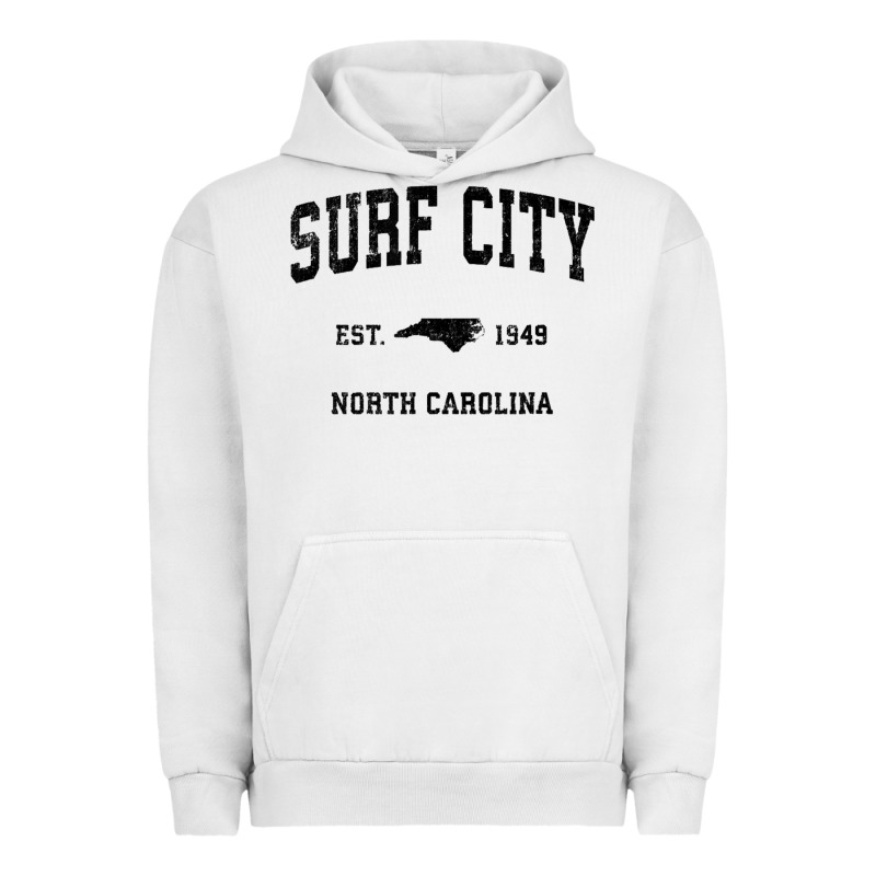 Surf City North Carolina Nc Vintage Sports Design Black Prin Urban Hoodie by StudioElite | Teevron