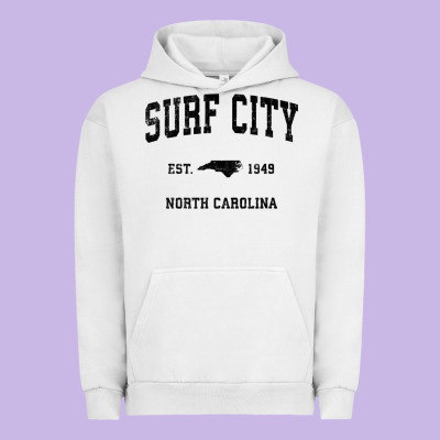 Surf City North Carolina Nc Vintage Sports Design Black Prin Urban Hoodie Designed By Studioelite