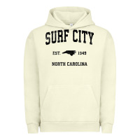 Pigment Pistachio Surf City North Carolina Nc Vintage Sports Design Black Prin Urban Hoodie - StudioElite