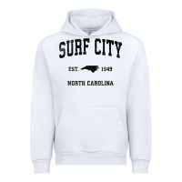 White Surf City North Carolina Nc Vintage Sports Design Black Prin Urban Hoodie - StudioElite