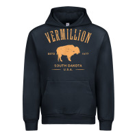 Navy vermillion south dakota bison distressed design t shirt Urban Hoodie - StudioElite