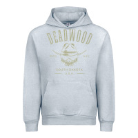 Heather Grey deadwood south dakota usa distressed skull design souvenir premium t s Urban Hoodie - StudioElite