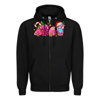 Black pink christmas coffee cups Zipper Hoodie - AdoDesignShop