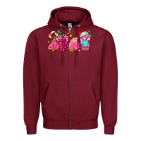 Burgundy pink christmas coffee cups Zipper Hoodie - AdoDesignShop