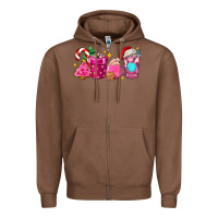 Chestnut pink christmas coffee cups Zipper Hoodie - AdoDesignShop