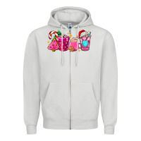 Dove Grey pink christmas coffee cups Zipper Hoodie - AdoDesignShop