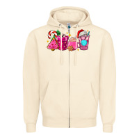 Sandshell pink christmas coffee cups Zipper Hoodie - AdoDesignShop