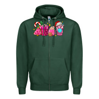 Sports Green pink christmas coffee cups Zipper Hoodie - AdoDesignShop