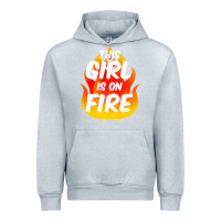 Heather Grey This Girl Is On Fire Fierce Lady Woman Power Go Girls Fiery Urban Hoodie - StudioElite