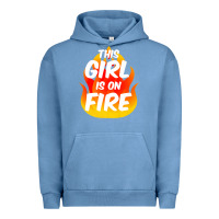 Pigment Pebble Blue This Girl Is On Fire Fierce Lady Woman Power Go Girls Fiery Urban Hoodie - StudioElite