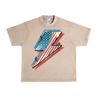 French Oak American flag lightning bolt 4th of july Urban Heavy Tee - FaDigitalArtStudio