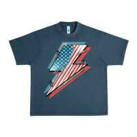 Midnight Navy American flag lightning bolt 4th of july Urban Heavy Tee - FaDigitalArtStudio