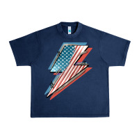 Navy American flag lightning bolt 4th of july Urban Heavy Tee - FaDigitalArtStudio