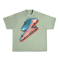 Oil Green American flag lightning bolt 4th of july Urban Heavy Tee - FaDigitalArtStudio