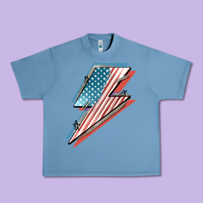 American Flag Lightning Bolt 4th Of July Urban Heavy Tee Designed By Fadigitalartstudio