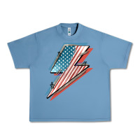 Pebble Blue American flag lightning bolt 4th of july Urban Heavy Tee - FaDigitalArtStudio