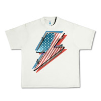Pistachio American flag lightning bolt 4th of july Urban Heavy Tee - FaDigitalArtStudio