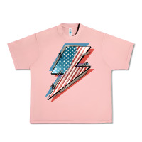 Salmon American flag lightning bolt 4th of july Urban Heavy Tee - FaDigitalArtStudio