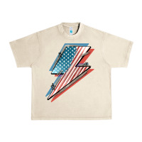 Sandshell American flag lightning bolt 4th of july Urban Heavy Tee - FaDigitalArtStudio