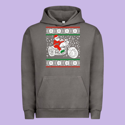 Santa Ridin Motocycle Urban Hoodie Designed By Studioelite