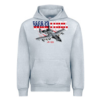 Heather Grey Military Airplane A-10 Warthog American Flag Urban Hoodie - StudioElite