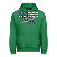 Emerald Military Airplane A-10 Warthog American Flag Urban Hoodie - StudioElite