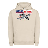 Pigment French Oak Military Airplane A-10 Warthog American Flag Urban Hoodie - StudioElite