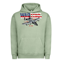 Pigment Oil Green Military Airplane A-10 Warthog American Flag Urban Hoodie - StudioElite