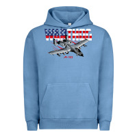 Pigment Pebble Blue Military Airplane A-10 Warthog American Flag Urban Hoodie - StudioElite