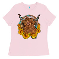 Bubblegum Pink cow sunflower leopard Ladies Tee - OliviaCreatesArt