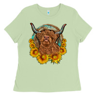 Matcha cow sunflower leopard Ladies Tee - OliviaCreatesArt