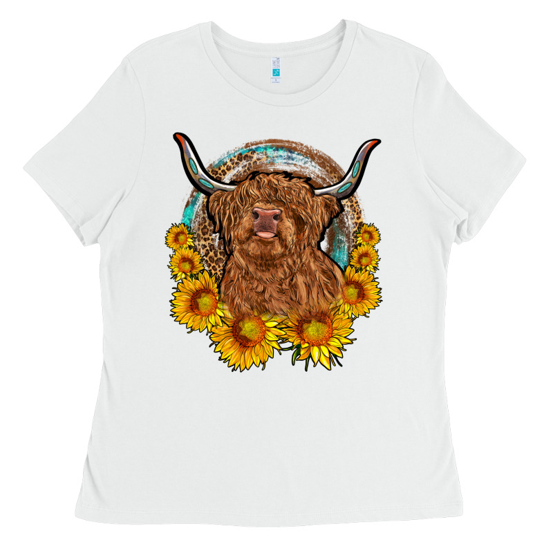 Cow Sunflower Leopard Ladies Tee by OliviaCreatesArt | Teevron