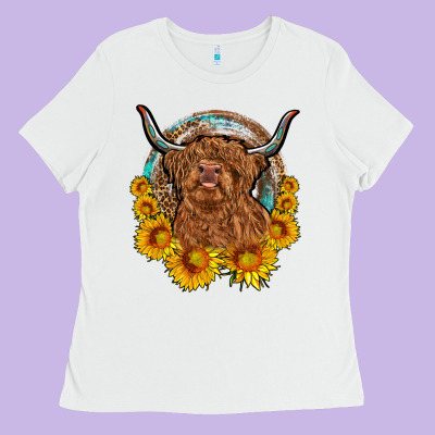 Cow Sunflower Leopard Ladies Tee Designed By Oliviacreatesart