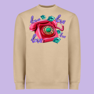 Love Balloons And Pink Valentines Telephone Heavyweight Sweatshirt Designed By Adodesignshop