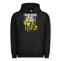 Pigment Black heavy equipment operator i run hoes for money usa flag t shirt Urban Hoodie - StudioElite
