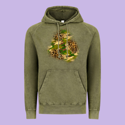 Camouflage And Leopard Patch  3 Vintage Hoodie Designed By Bundleandbundleshop
