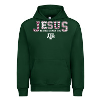 Forest Green Texas A&m Aggies Jesus - Had 12 Men - Patterned Urban Hoodie - PixelFlow