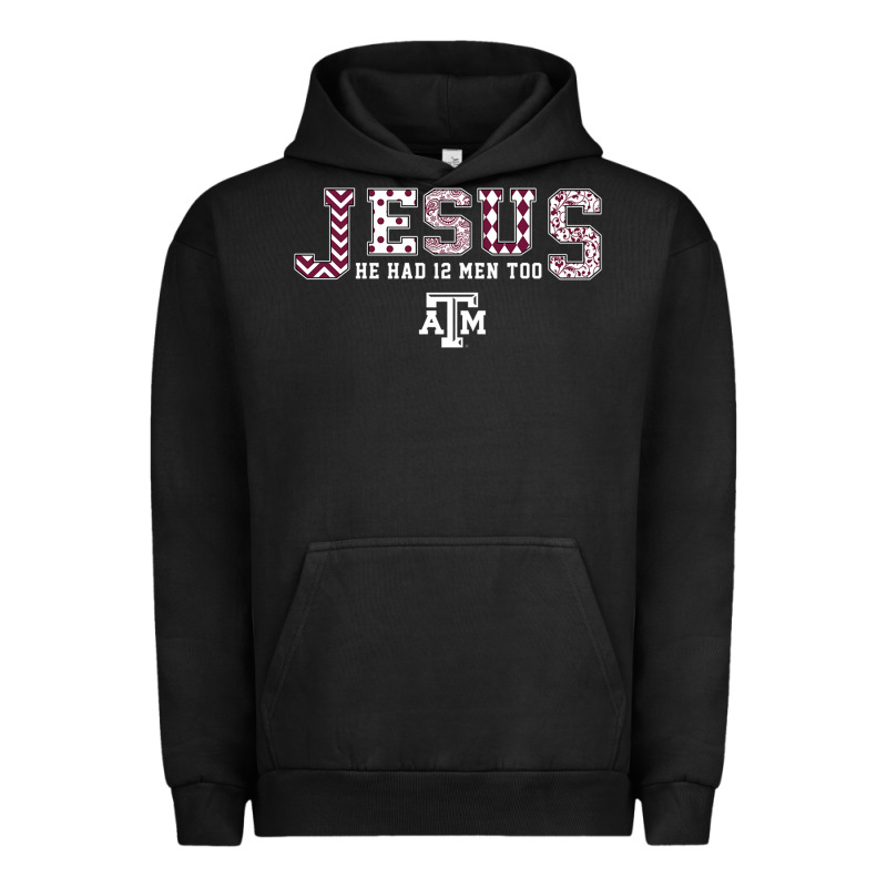 Texas A&m Aggies Jesus - Had 12 Men - Patterned Urban Hoodie by PixelFlow | Teevron