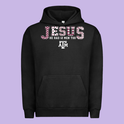 Texas A&m Aggies Jesus - Had 12 Men - Patterned Urban Hoodie Designed By Pixelflow