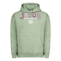 Pigment Oil Green Texas A&m Aggies Jesus - Had 12 Men - Patterned Urban Hoodie - PixelFlow