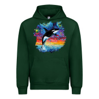 Forest Green Orca Killer Whale Starry Night Impressionist Dog Art By Aja Urban Hoodie - PixelFlow