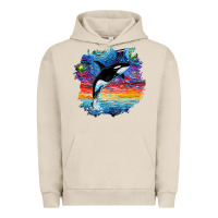 Pigment French Oak Orca Killer Whale Starry Night Impressionist Dog Art By Aja Urban Hoodie - PixelFlow
