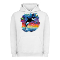Pigment Lunar Rock Orca Killer Whale Starry Night Impressionist Dog Art By Aja Urban Hoodie - PixelFlow