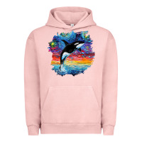 Pigment Salmon Orca Killer Whale Starry Night Impressionist Dog Art By Aja Urban Hoodie - PixelFlow