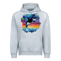 Heather Grey Orca Killer Whale Starry Night Impressionist Dog Art By Aja Urban Hoodie - PixelFlow