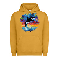 Pigment Peanut Butter Orca Killer Whale Starry Night Impressionist Dog Art By Aja Urban Hoodie - PixelFlow