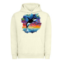 Pigment Pistachio Orca Killer Whale Starry Night Impressionist Dog Art By Aja Urban Hoodie - PixelFlow